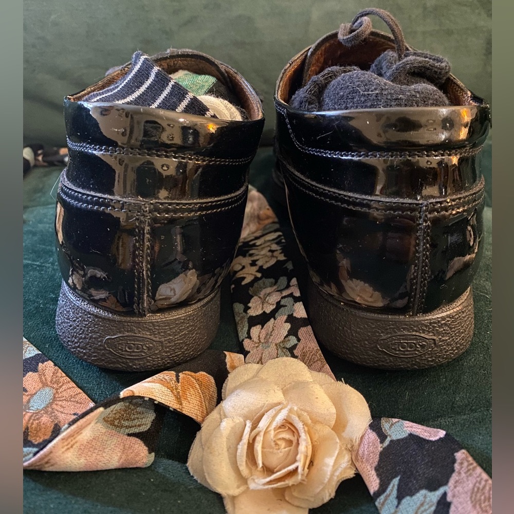 📚 Vintage 90’s Dark Academia Tod’s Patent Leather Oxford  Loafers Mary Jane - Picture 5 of 9